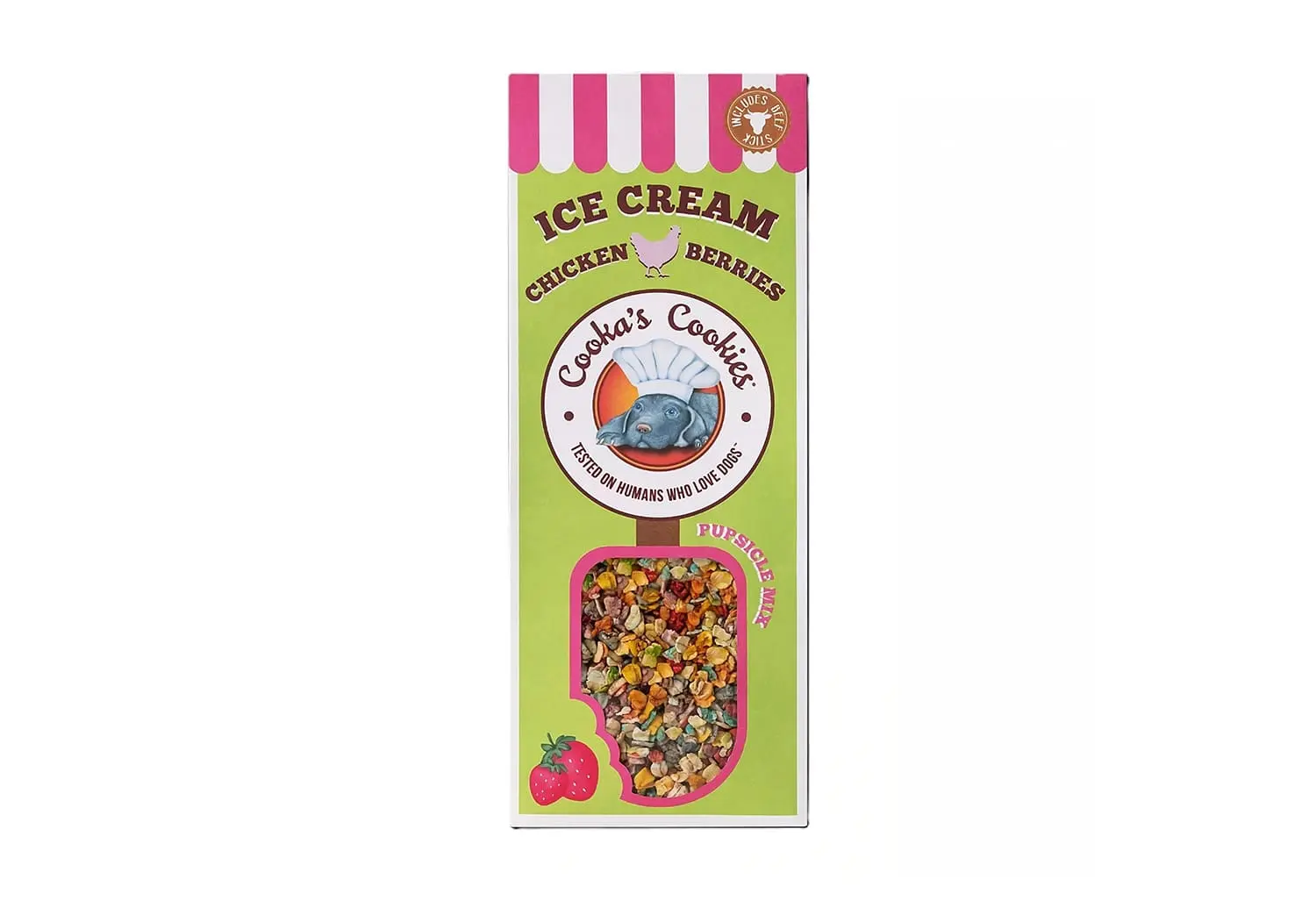 Mélange 100 % naturel de crème glacée au vrai poulet et aux fraises pour chien - Les Trésors de Sparow